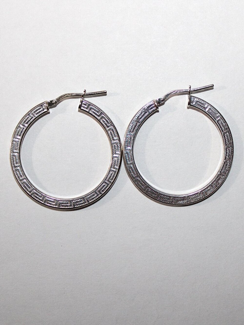 Sterling Silver Dyadema Greek Key Hoop Earrings